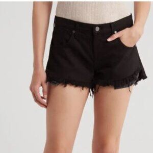 Ramy Brook Christa Fray Hem Boyfriend Denim Shorts in Black Size 27 NWT